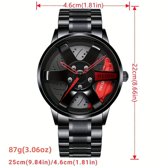 Men's Quartz Watch, Round Circle Case Stainless Steel Wristwatch For Men, Ideal choice for Gifts