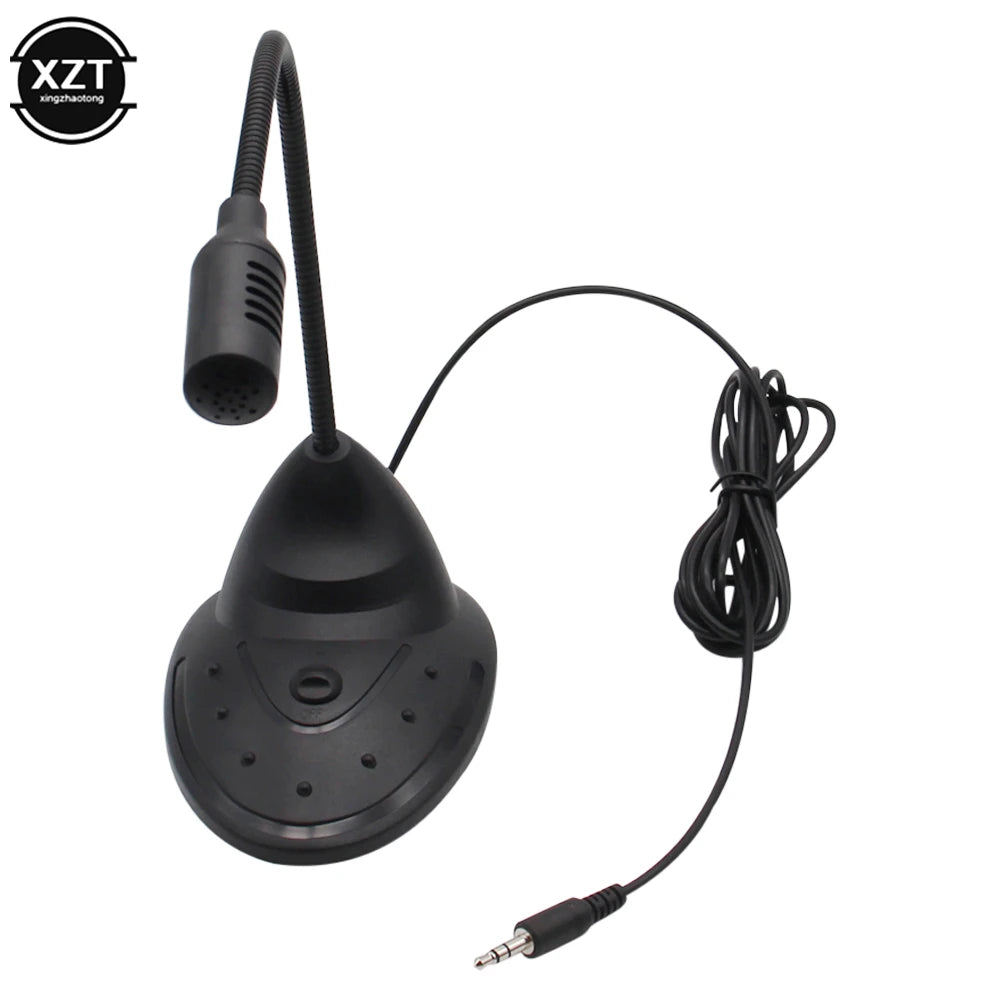 Flexible Stand Mini Studio Speech Microphone 3.5mm Plug Gooseneck Mic Wired for Computer PC Desktop Notebook School Speech