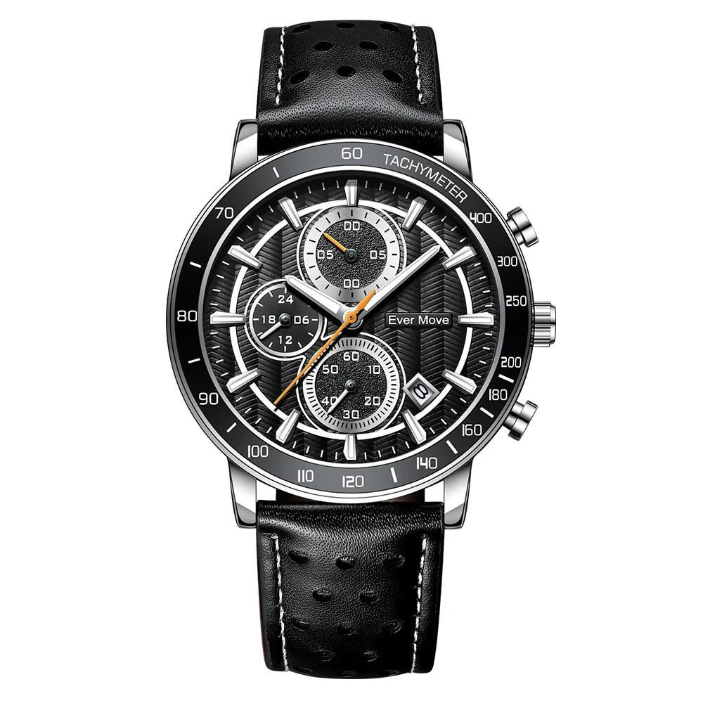 ODM Luxury Men's Quartz Chronograph Sports Watch Waterproof Silicone Japan Glass Leather 255 Business Fashion Alloy 22mm Pointer