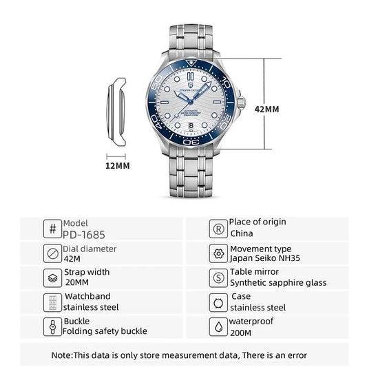 2022 PAGANI DESIGN 007 Men Luxury Mechanical Watches Sapphire Crystal 200M Diver Waterproof Sports NH35A Watch Montre Homme 1685