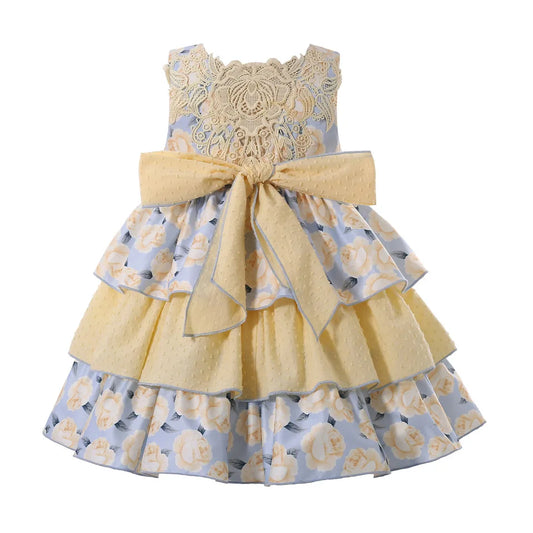 Pettigirl Children Fancy Flower Princess Dresses for Girls Outfits Summer Clothes Size Age 3 4 5 6 8 10 12 Year Old & Hairband