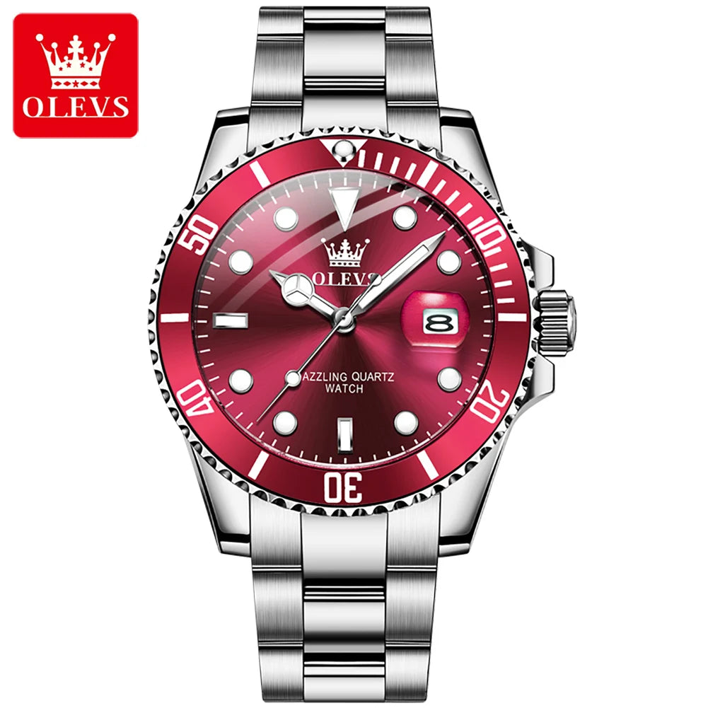 OLEVS 5885 Oem Hot Sale Product Watch Men Stainless Steel Band Watch Fashion Calendar Quartz Strap Mens Wrist Watch