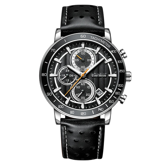 Men's Luxury 45mm Waterproof Quartz Watch Genuine Leather Band 22mm Width ETA Movement Steel Alloy Glass Business Sports ODM