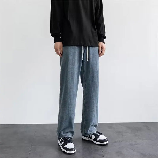 Jeans Men's Spring and Autumn 2025 New Loose High Street Straight Wide-leg Pants Floor-drag Summer Casual Long Pants Men