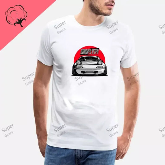 Initial D JDM MIATA MX5 Theme 100% Cotton Men's Shirt Summer Street Wear O-neck Printed Short Sleeve Top Funny Pattern