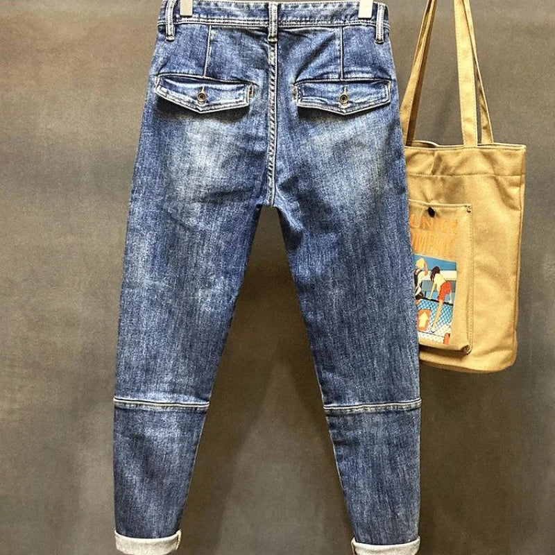 Jeans for Men Harem Torn High Quality Loose Mens Cowboy Pants Buggy Stylish Punk Boot Cut Vintage Ripped Washed Retro Trousers L