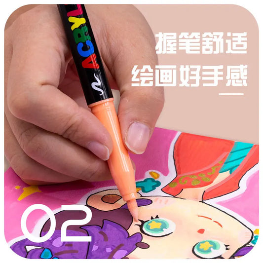 12 colors skin color acrylic markers soft tip for students DIY handbook doodle marking paintbrush