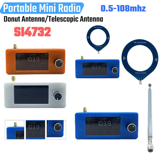 SI4732 0.5-108mhz DSP Chip Pocket Mini Radio LSB USB AM FM FM/AM Radio 1.9inch IPS Screen All Band Radio Receiver with Antenna