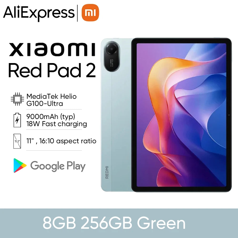Global Version Xiaomi redmi pad2 4G Tablet Advanced Helio G100-Ultra 11" 2.5K crystal-clear display 9000mAh battery Mi Tablet PC