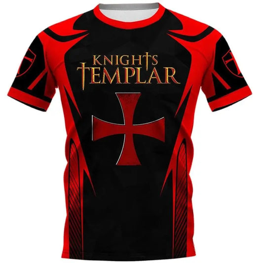 Knights Templar 3D Printing T Shirt Man Summer O-Neck Short Sleeve Oversized Top Casual Tee Loose Streetwear Harajaku