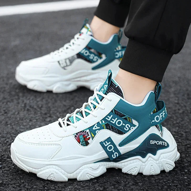 2024 Men's comfortable sneakers Breathable Running Mesh tennis sneakers Walking platform gear step shoes Dynamic color contrast