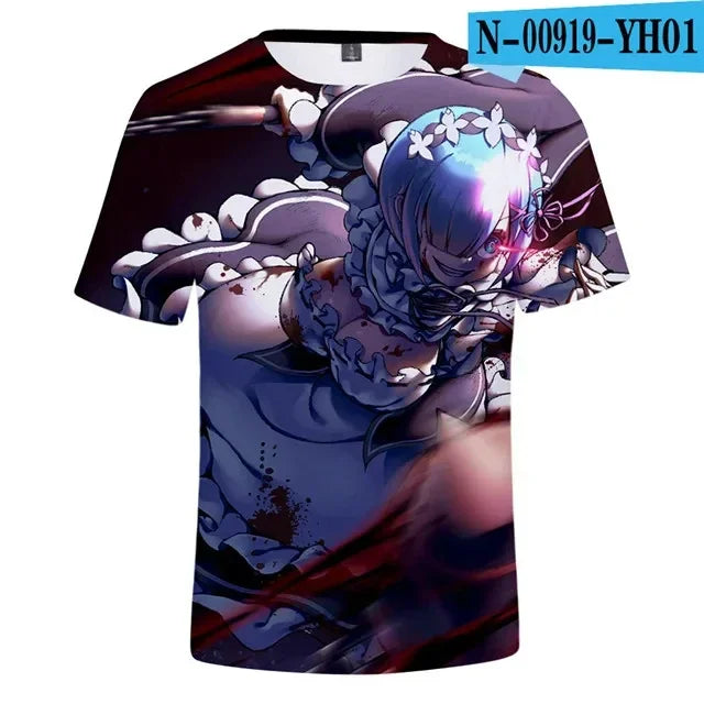 New Anime Re:zero 3D Printed T-Shirt Men Women Cosplay Short Sleeve Cute Fashion Kawaii T-Shirt Harajuku Clothes