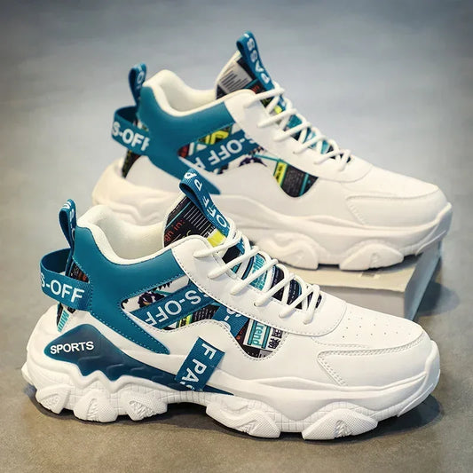 2024 Men's comfortable sneakers Breathable Running Mesh tennis sneakers Walking platform gear step shoes Dynamic color contrast