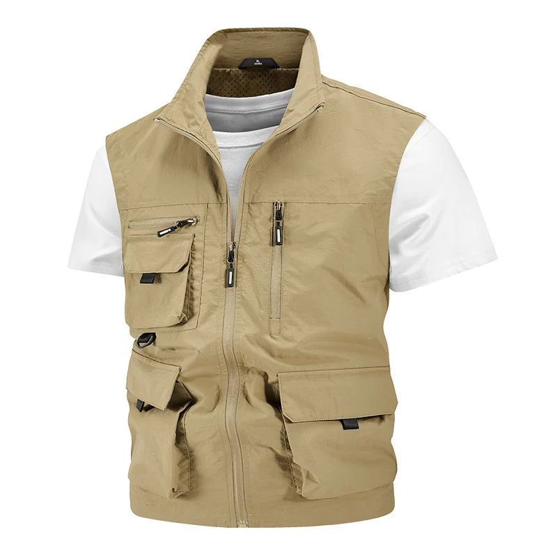 Jacket Hunting Camping Men's Work Vest Tactical Windbreaker Men Large Size Golf Sleeveless Fishing Waterproof Coat Summer Vest