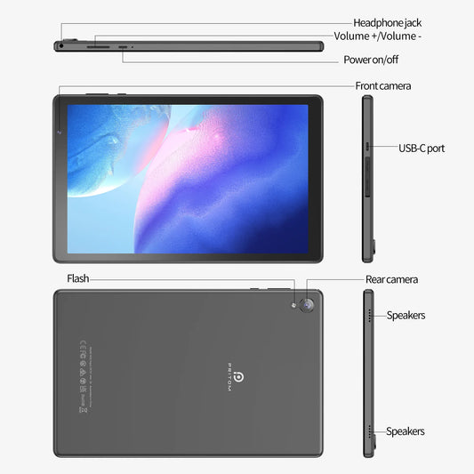 PRITOM Tablet 10 inch Android 12 32GB ROM 512GB Expand Tablets, 2GB RAM Wi-Fi 6 Tablet PC with 1.6GHz Quad Core CPU, 10.1 inch