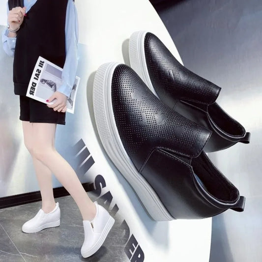 2025 women's spring shoes Heel New Lady Casual Women Sneakers Leisure Platform Wedge Height Increasing Zapatos De Mujer