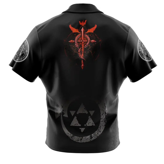 Edward Elric V2 Fullmetal AlchemistButton Up Hawaiian ShirtFashion Trend Breathable Loose Versatile Casual Sports Summer Men