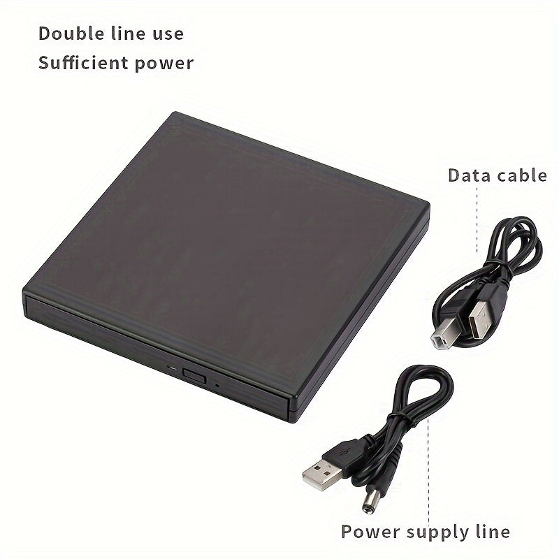 Compact USB 2.0 External CD/DVD Drive - Portable CD-RW & DVD-RW Burner for Laptops and Desktops, for Return School