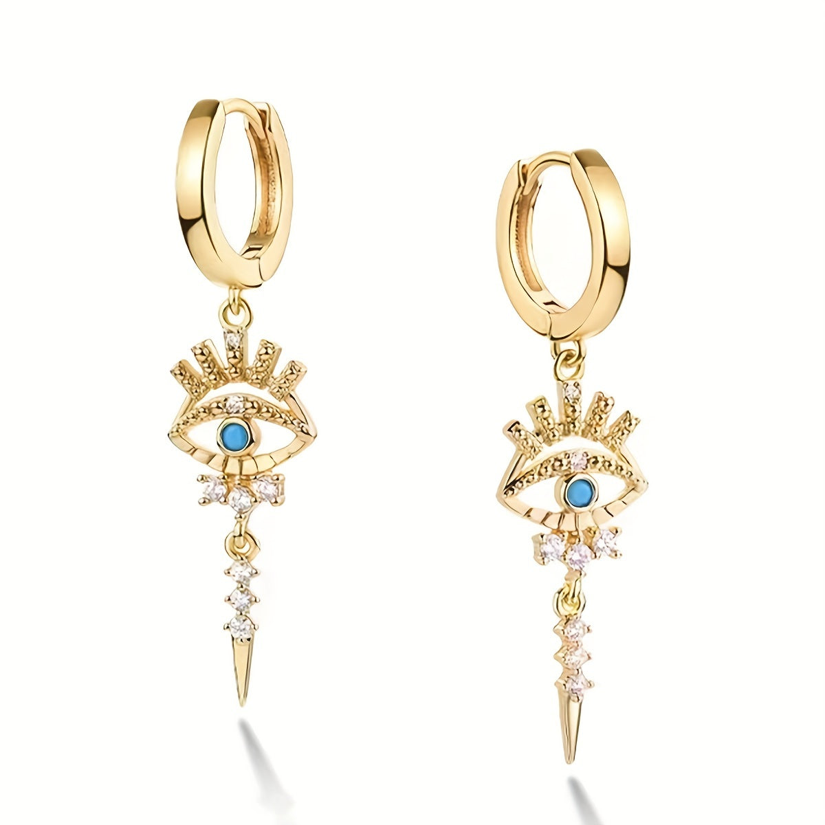 One Pair of Luxury Copper-Inlaid Synthetic Evil Eye Pendant Earrings Dating Gift