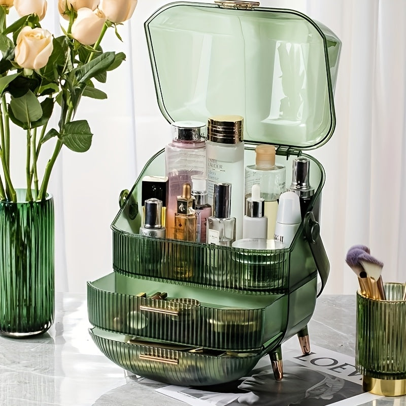 Light Luxury Cosmetic Storage Box Transparent with Lid Desktop Cosmetic Box Vanity Skin Care Storage Rack