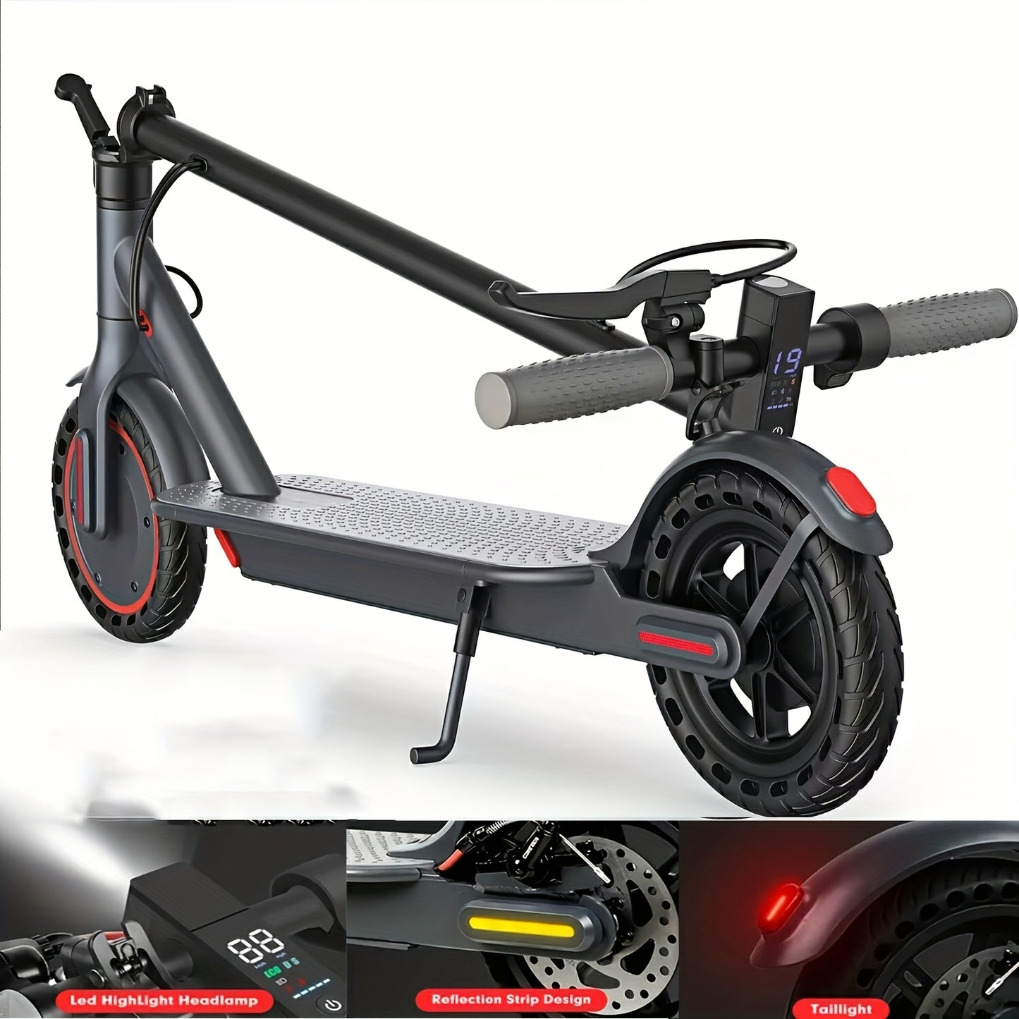 1/2/4PACKS 21.59 cm Foldable Electric Scooter for Adults with LED Display Motor Power Ranges for 350W, Class A 10.4Ah Lithium Battery, 3 Speed Modes, 15 - 30 Mile Range And Maximum Load Capacity Of 120 Kilograms, Surprise Bir