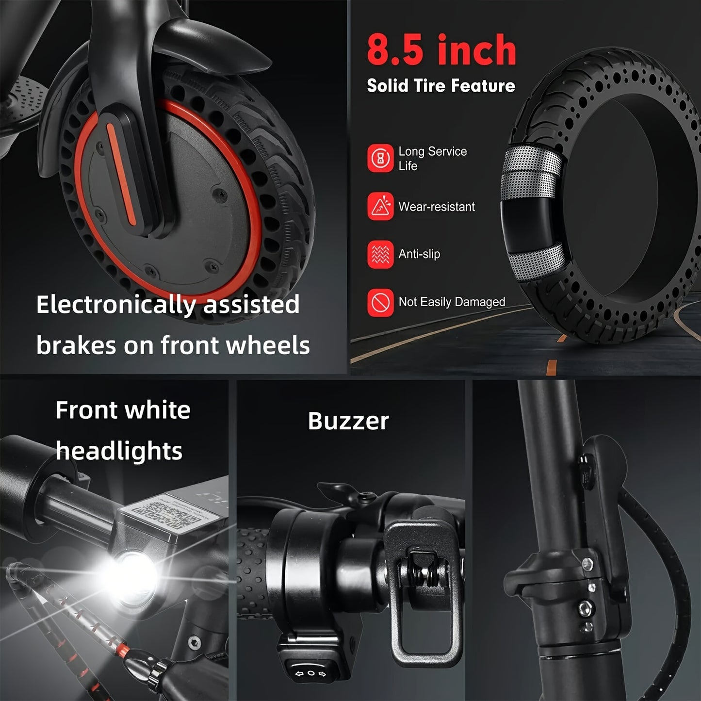 1/2/4PACKS 21.59 cm Foldable Electric Scooter for Adults with LED Display Motor Power Ranges for 350W, Class A 10.4Ah Lithium Battery, 3 Speed Modes, 15 - 30 Mile Range And Maximum Load Capacity Of 120 Kilograms, Surprise Bir