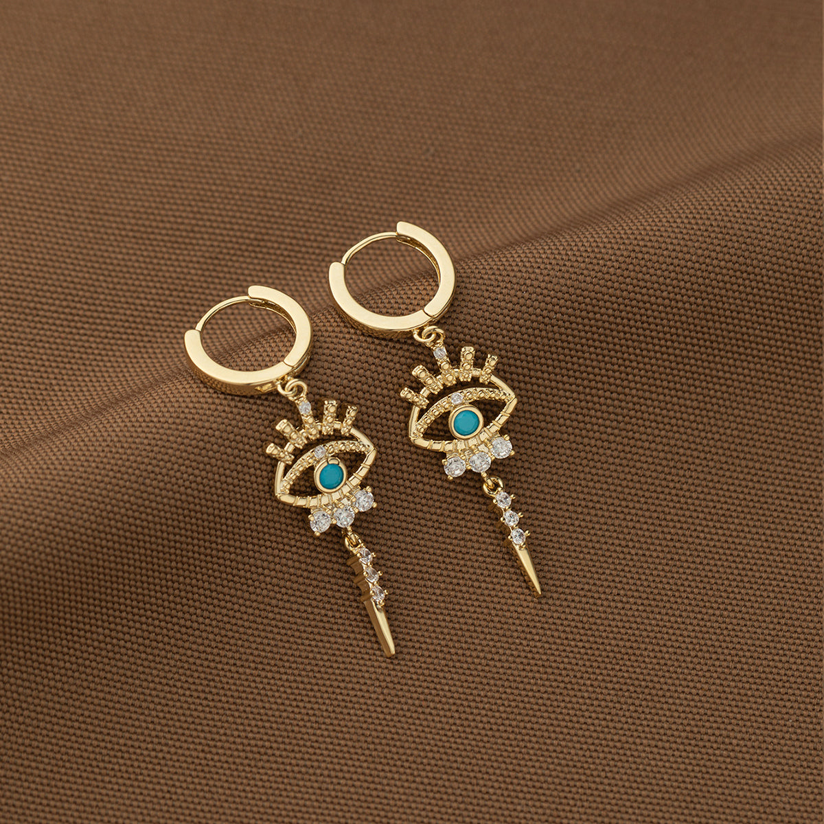 One Pair of Luxury Copper-Inlaid Synthetic Evil Eye Pendant Earrings Dating Gift