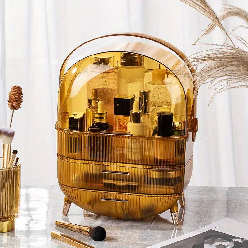 Light Luxury Cosmetic Storage Box Transparent with Lid Desktop Cosmetic Box Vanity Skin Care Storage Rack