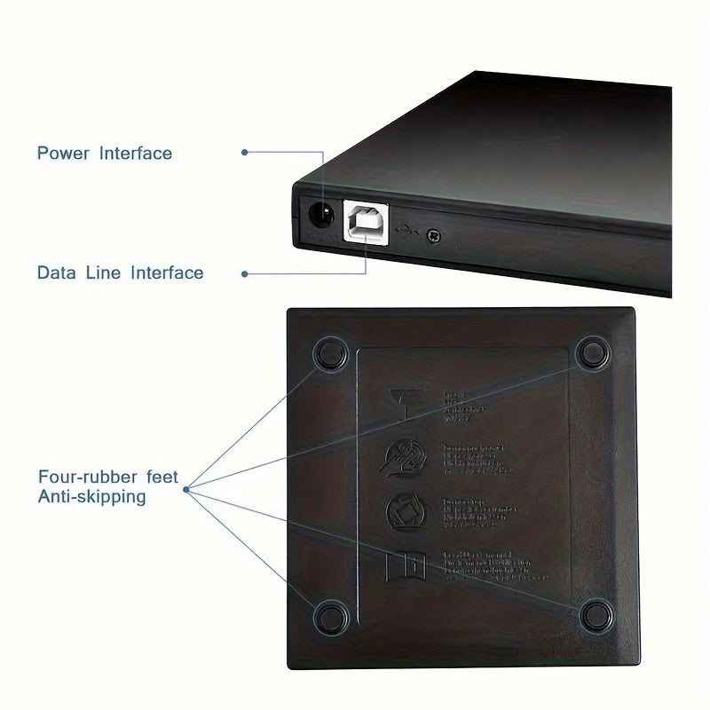 Compact USB 2.0 External CD/DVD Drive - Portable CD-RW & DVD-RW Burner for Laptops and Desktops, for Return School