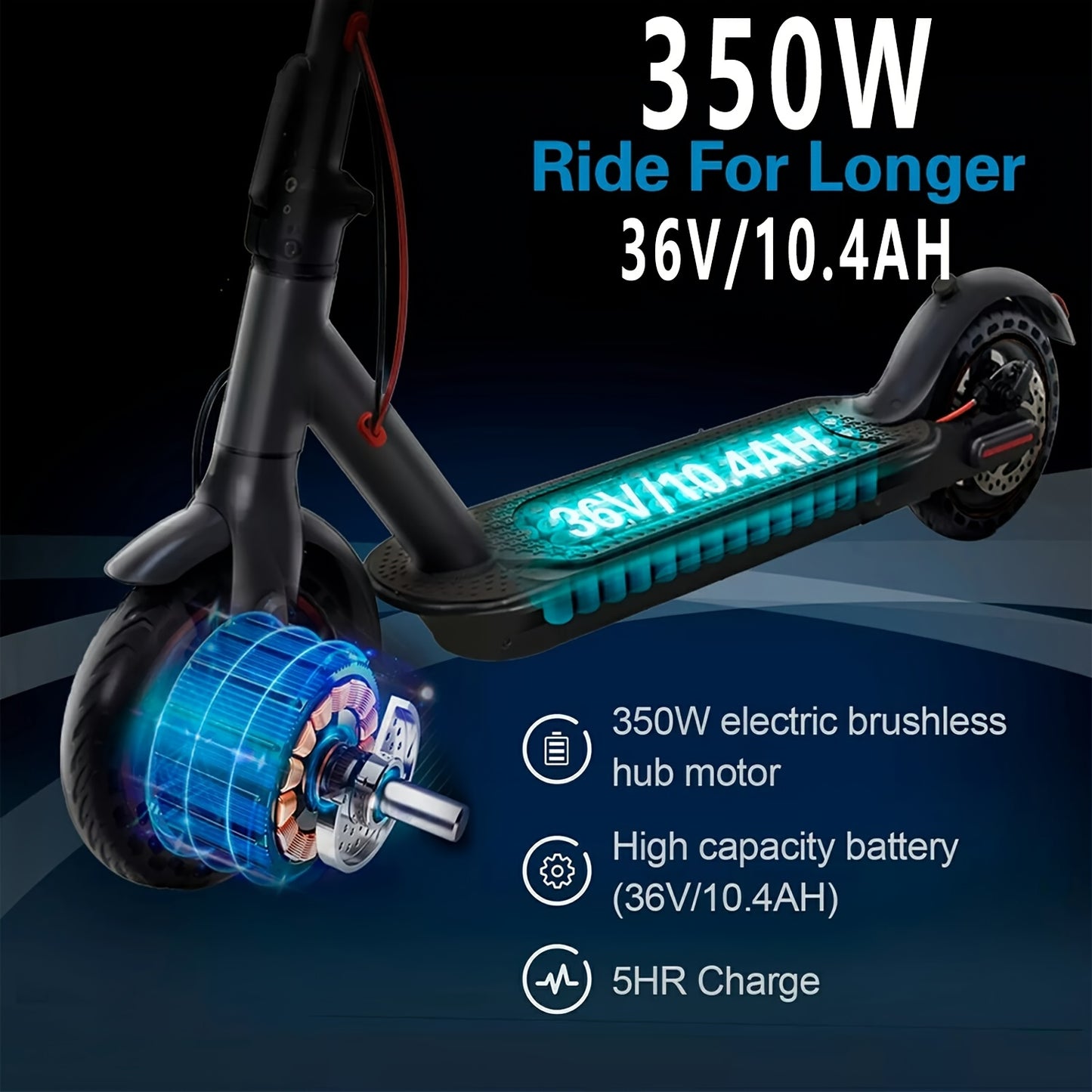 1/2/4PACKS 21.59 cm Foldable Electric Scooter for Adults with LED Display Motor Power Ranges for 350W, Class A 10.4Ah Lithium Battery, 3 Speed Modes, 15 - 30 Mile Range And Maximum Load Capacity Of 120 Kilograms, Surprise Bir