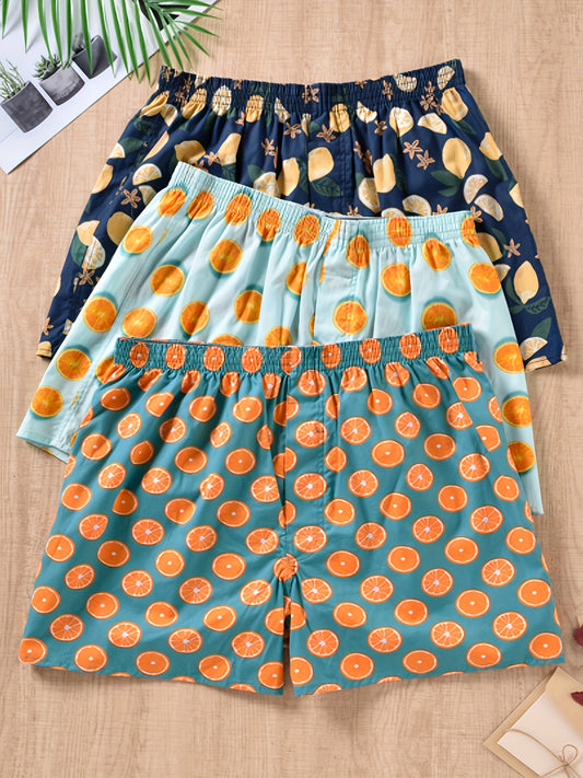 3pcs Men's Boxer Briefs, Sexy Casual Underwear with Stylish Prints for Versatile Wear at Home Out
