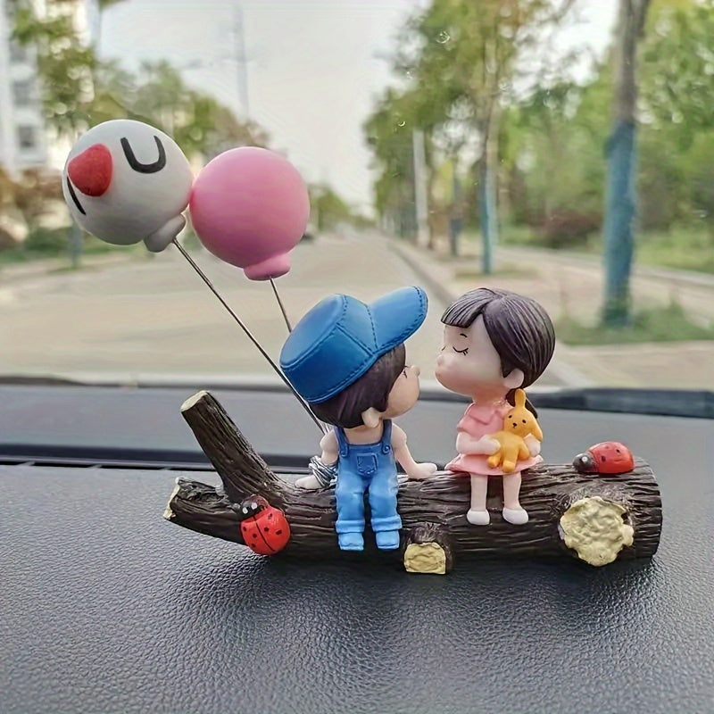 Cute Ornaments Couple Action Figurines Balloons Ornaments For Car Dashboard Decoration