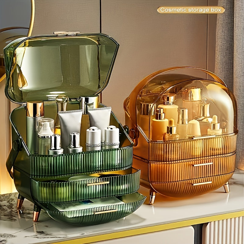 Light Luxury Cosmetic Storage Box Transparent with Lid Desktop Cosmetic Box Vanity Skin Care Storage Rack