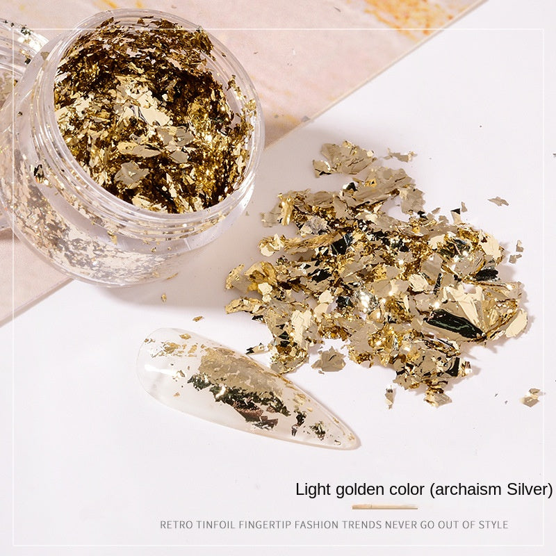 Golden Foil Flakes - Nail Foils Gold Foil For Nail Art, DIY Arts & Crafts, Epoxy, Tumbler, Face And Eye Makeup, Resin Jewelry