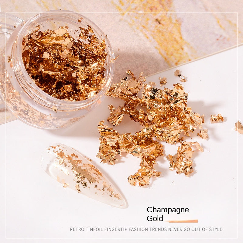Golden Foil Flakes - Nail Foils Gold Foil For Nail Art, DIY Arts & Crafts, Epoxy, Tumbler, Face And Eye Makeup, Resin Jewelry