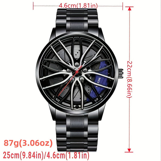 1pc Men's Round Analog Skeleton Dial Watch, Wristwatch, Ideal choice for Gifts