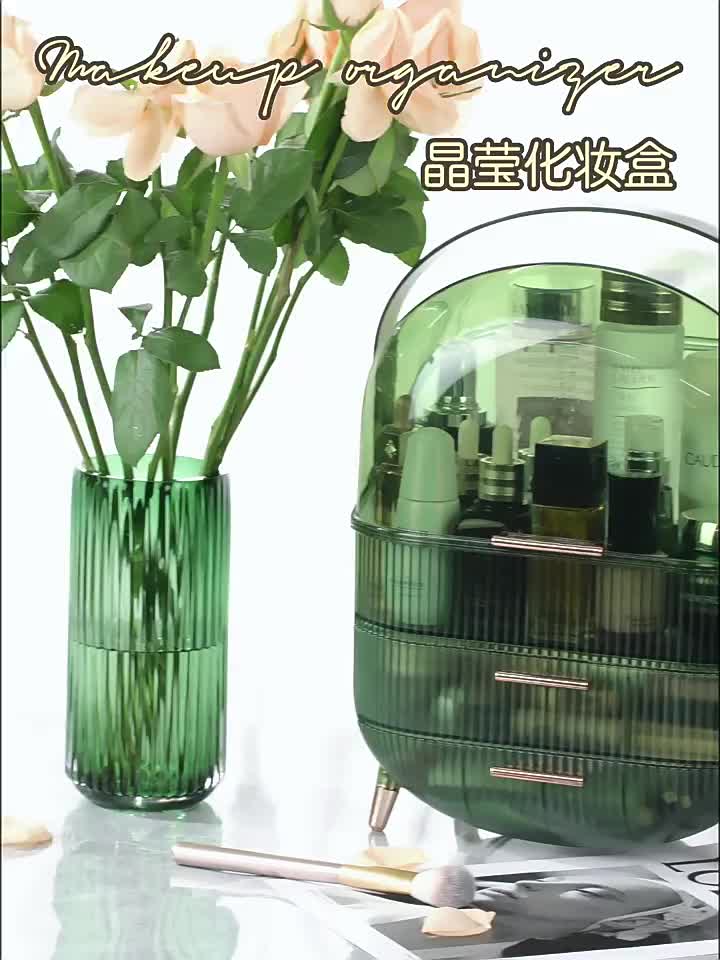 Light Luxury Cosmetic Storage Box Transparent with Lid Desktop Cosmetic Box Vanity Skin Care Storage Rack