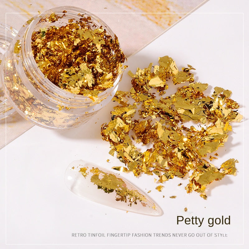 Golden Foil Flakes - Nail Foils Gold Foil For Nail Art, DIY Arts & Crafts, Epoxy, Tumbler, Face And Eye Makeup, Resin Jewelry