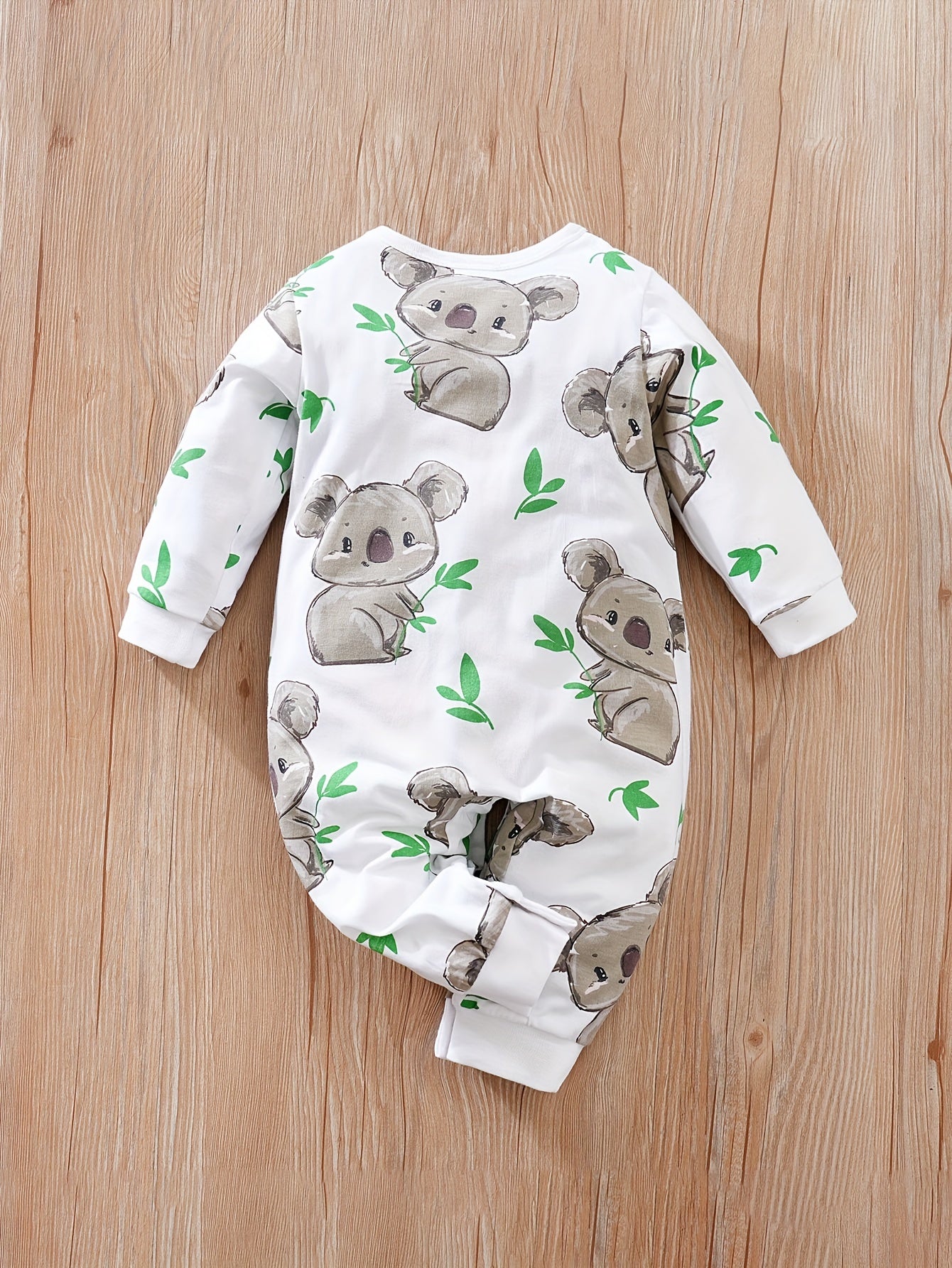 yierying Baby Koala Onesie - Long Sleeve Adorable Koala & eucalyptus leaves, Soft Everyday outfit for Newborns & Infants, Easy-diaper-change Onesie, Perfect for Photoshoots & Gifts, Newborn Essentials, Animal Print Romper, Ge