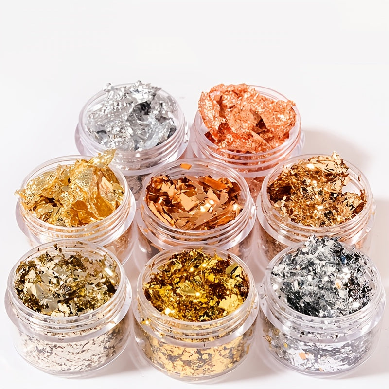 Golden Foil Flakes - Nail Foils Gold Foil For Nail Art, DIY Arts & Crafts, Epoxy, Tumbler, Face And Eye Makeup, Resin Jewelry