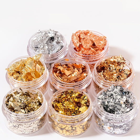 Golden Foil Flakes - Nail Foils Gold Foil For Nail Art, DIY Arts & Crafts, Epoxy, Tumbler, Face And Eye Makeup, Resin Jewelry