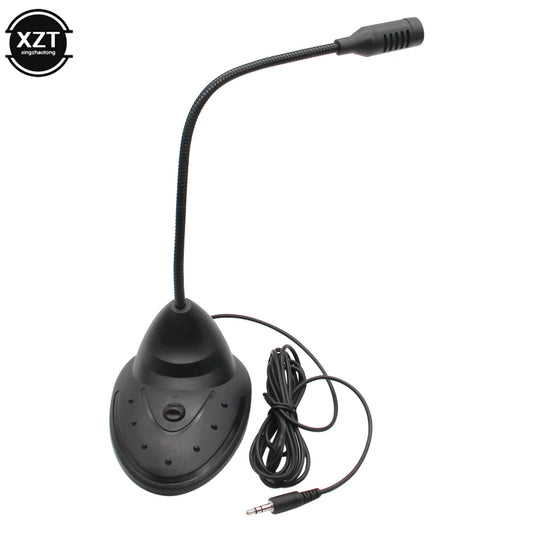 Flexible Stand Mini Studio Speech Microphone 3.5mm Plug Gooseneck Mic Wired for Computer PC Desktop Notebook School Speech