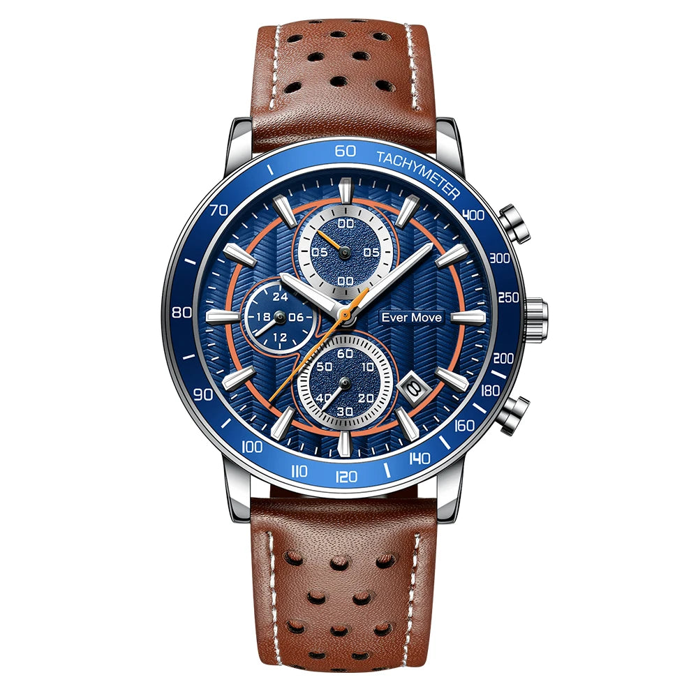 ODM Luxury Men's Quartz Chronograph Sports Watch Waterproof Silicone Japan Glass Leather 255 Business Fashion Alloy 22mm Pointer