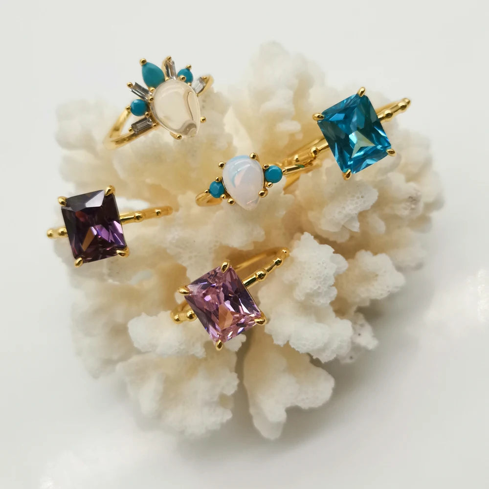 Bijoux En Argent Jewelry Crystal Gemstone 925 Sterling Silver Custom Birthstone Ring Amethyst Tiny Ring Band Summer Ring