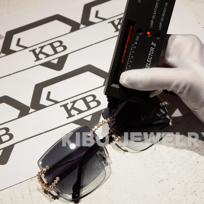 Luxury Designer Hip Hop Rapper Glasses Rimless Big C 3MM VVS Moissanite Diamond Glasses Sunglasses