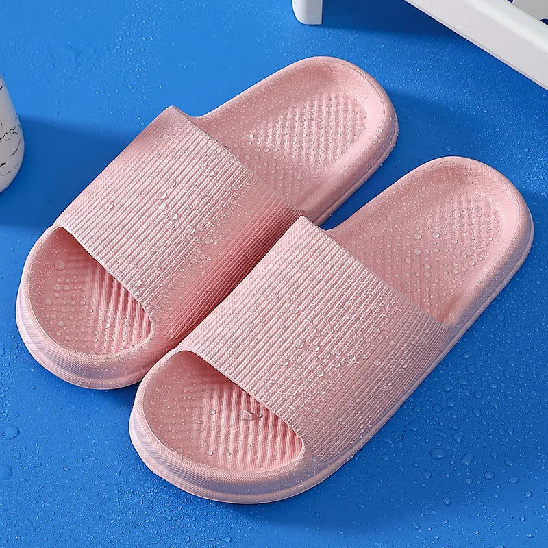 WDZKN Fashion Concise Women Slippers Summer Flat Lightweight EVA Home Bathroom Slippers Comfort Massage Women Indoor Slides