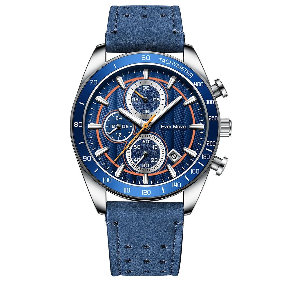 ODM Luxury Men's Quartz Chronograph Sports Watch Waterproof Silicone Japan Glass Leather 255 Business Fashion Alloy 22mm Pointer