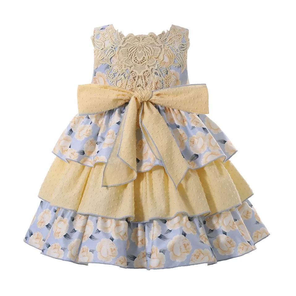 Pettigirl Children Fancy Flower Princess Dresses for Girls Outfits Summer Clothes Size Age 3 4 5 6 8 10 12 Year Old & Hairband