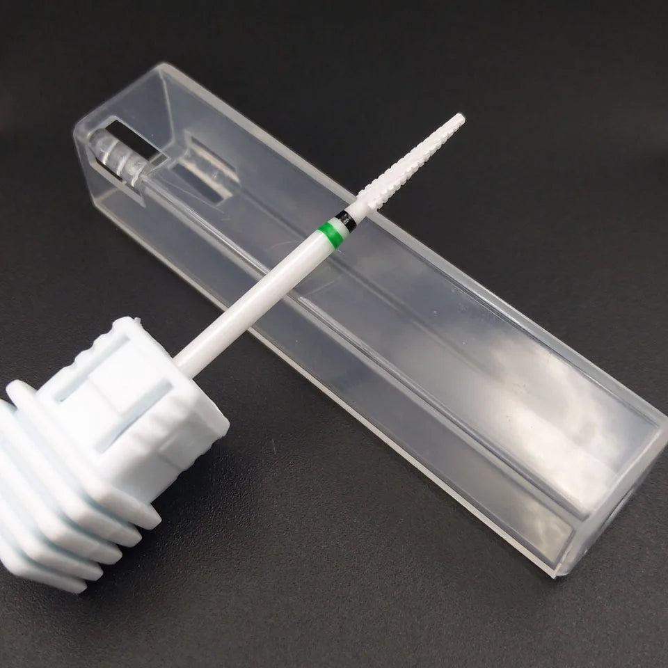 HYTOOS Ceramic Nail Drill Bit 3/32" Rotary Cuticle Clean Burr Bits For Manicure Electric Drill Accessory Nail Beauty Tools-L358T