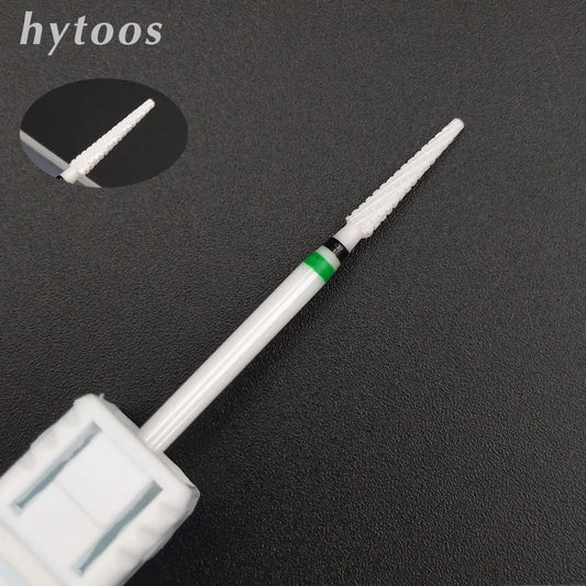 HYTOOS Ceramic Nail Drill Bit 3/32" Rotary Cuticle Clean Burr Bits For Manicure Electric Drill Accessory Nail Beauty Tools-L358T